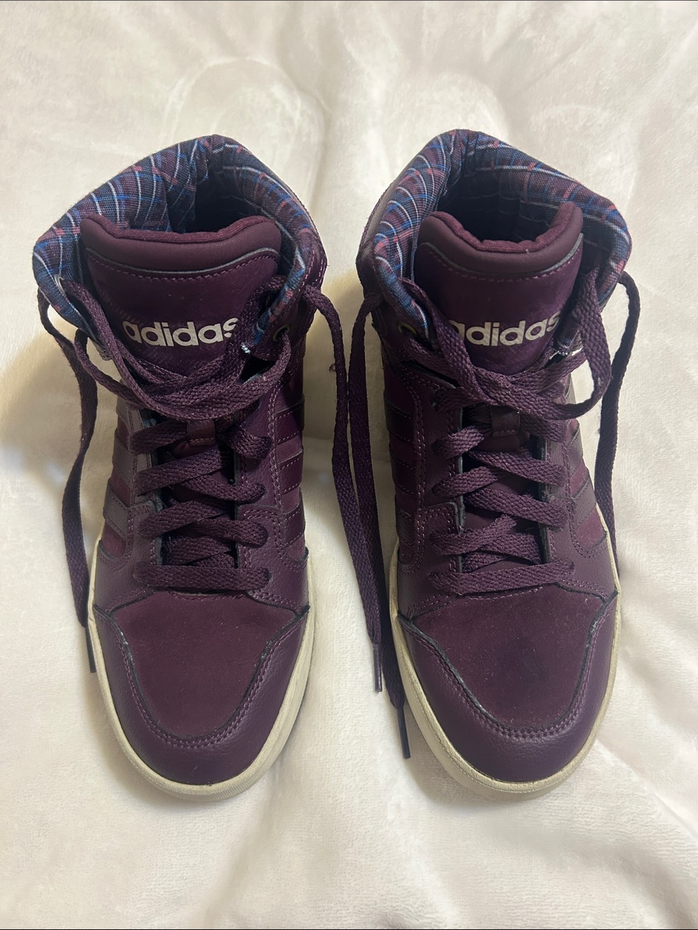 adidas Women's High-Top Sneakers in Plum and White Sole